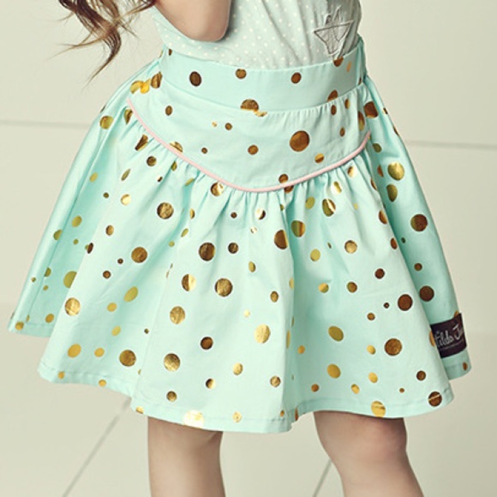 4/$25 • Matilda Jane Gold Polka Dot‎ Elastic Waist Skirt